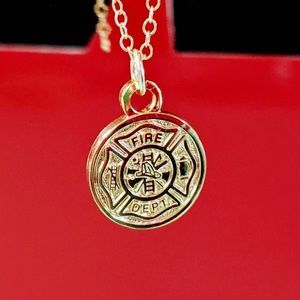Firefighter Logo Maltese Cross Pendant Necklace